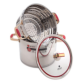 Mua Nồi Hấp Inox 304 Đáy Từ 5 Lớp Nắp Kính Red Velvet Elmich 2355585 24cm