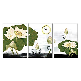 Mua Tranh đồng hồ treo tường CÁ CHÉP DƯỚI LÁ SEN XANH - Q6D6_35DH(21) Thế Giới Tranh Đẹp