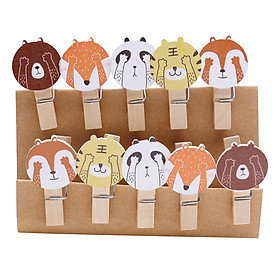 Bộ Kẹp Ảnh Gỗ Thú Che Mặt An Phát (10 Cái)