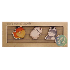 Nơi bán Set 3 Bookmark Gỗ Nam Châm Chó Husky - Giá Từ -1đ