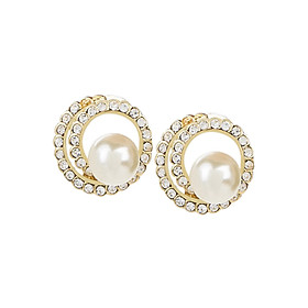 Bông Tai Đính Ngọc Trai Và Pha Lê Swarovski Showme SM19958-1 - Vàng Ánh Kim