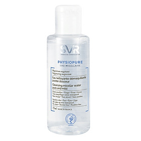 Dung Dịch Rửa Mặt, Tẩy Trang Dành Cho Mặt, Vùng Mắt Và Môi SVR Physiopure Eau Micellaire Chai 75ml - PEM75