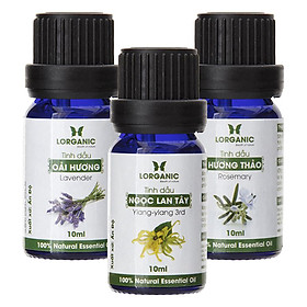 Bộ 3 Tinh Dầu Hương Hoa Lorganic: Ngọc Lan Tây + Oải Hương + Hương Thảo (10ml / Chai)