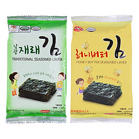 Combo Rong Biển Khô Vị Truyền Thống Namkwang Food (15g) + Rong Biển Khô Tẩm Bơ Mật Ong Namkwang Food (15g)