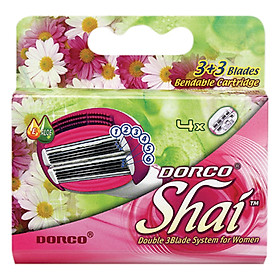 Vỉ 04 Đầu Dao Cạo Cho Nữ 3 Lưỡi Kép Dorco Shai 3+3 LSXA 1040