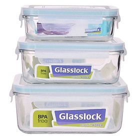 Mua Bộ 3 Hộp Thủy Tinh Hình Chữ Nhật Glasslock GL1044 (400 + 695 + 1090 ml)