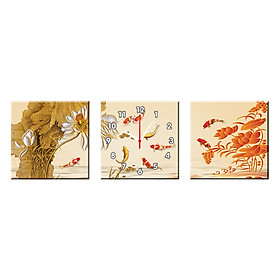 Bộ ba tranh đồng hồ treo tường thế giới tranh đẹp q16-45-dh