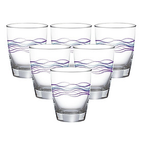 Bộ 6 Ly Thủy Tinh In Gợn Sóng Ocean Tiara 2B12016G0052-57 (465ml) - Màu ngẫu nhiên