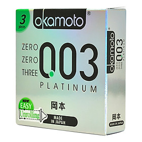 Bao Cao Su Okamoto 0.03 Platinum Hộp 3 Gói