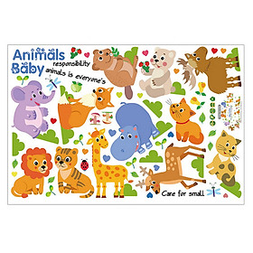 Decal dán tường Vườn thú baby animals