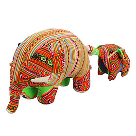 Quà Lưu Niệm Handmade - Voi Thổ Cẩm Mẹ Con (Mẫu Ngẫu Nhiên)