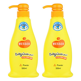 Bộ 2 Chai Sữa Tắm Gội Wesser 2in1 Hương Phấn (500ml x 2) - Cam