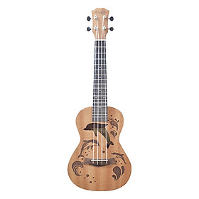 Ukulele Concert Gỗ Khắc Hình Cá Heo KBD 33A18-CV