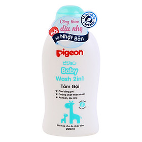 Sữa Tắm Gội Pigeon 2 Trong 1 Tinh Chất Hạt Jojoba Dành Cho Da Nhạy Cảm (200ml)