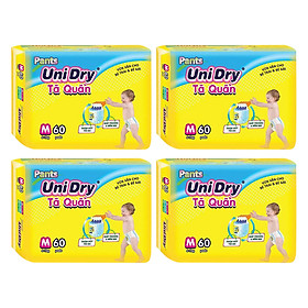 Combo 4 Tã Quần UniDry Gói Cực Đại M60 (60 Miếng)