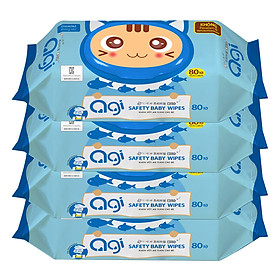 Bộ 4 Gói Khăn Ướt Không Hương Agi (80 Tờ x 4)