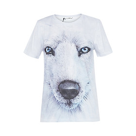 Áo Thun Unisex Mặt Sói Amun AT3D06 - Xám (Freesize)