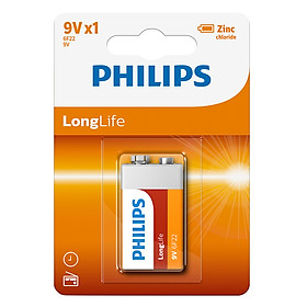 Hộp 12 bộ Pin kẽm Philips LongLife 6F22L1B 9V