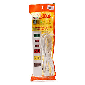 Ổ Cắm Điện 6S Dây 5m x 2 Lioa 6S5W - Trắng