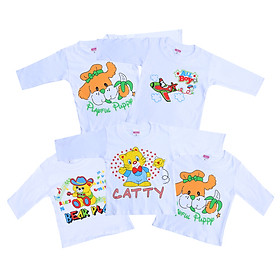 Combo 5 Áo Bo Cổ Tay Dài Trắng Nanio