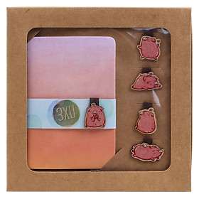 Set 5 Bookmark Gỗ Nam Châm Heo Hồng