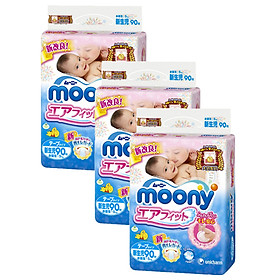 Combo 3 Gói Miếng Lót Sơ Sinh Moony Gói Cực Đại Newborn (90 miếng)