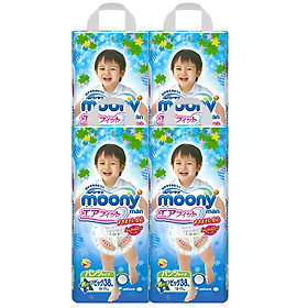 Combo 4 Gói Tã Quần Moony Bé Trai Gói Đại XL38 38 miếng