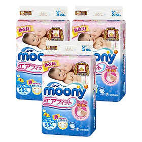 Combo 3 Gói Tã Dán Moony Gói Đại S84 84 Miếng