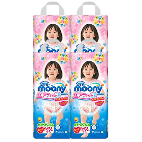 Combo 4 Gói Tã Quần Moony Bé Gái Gói Đại XL38 (38 miếng)