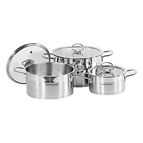 Mua Bộ 3 Nồi Inox 5 Đáy Nắp Kính Sunhouse MAMA SH784 (16cm  20cm  24cm)