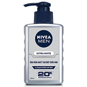 Sữa Rửa Mặt tạo Bọt Siêu Mịn Nivea Men Extra White (100ml) - 83956