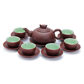 Mua Bộ Bình Trà Đào Chỉ Đỏ S1 Gốm Sứ Bát Tràng - T571H