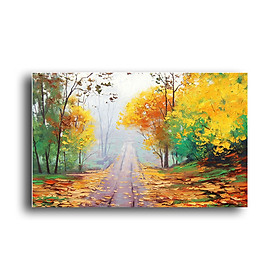 Tranh Canvas Vicdecor TCV0021 Con Đường Lá Vàng