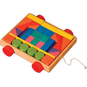 Đồ Chơi Gỗ Mô Hình Vietoys Bộ 35 Hình Khối Xây Dựng Trên Xe VTU3-0023