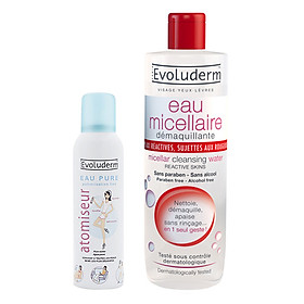 Combo Evoluderm CBNTTDHHXK: Nước Tẩy Trang Mắt Môi Micellar Dành Cho Da Hỗn Hợp Evoluderm (500ml) + Nước Xịt Khoáng Evoluderm (150ml)