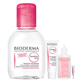 Bộ Dưỡng Ẩm Và Giảm Nhạy Cảm Cho Da Bioderma: Nước Tẩy Trang Sensibio H2O (20ml) + Kem Dưỡng Ẩm Sensibio Light (15ml) + Gel Dưỡng Giảm Bọng Mắt Sensibio Eye (2ml) + Dung Dịch Cân Bằng Dưỡng Ẩm Sensibio Tonique (2 x 5ml)