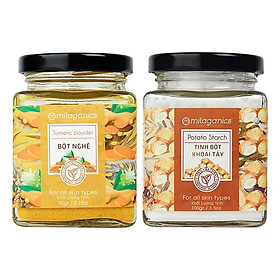 Combo 2 Bột Hũ Milaganics Dưỡng Da: Nghệ (90g) + Khoai Tây (100g)