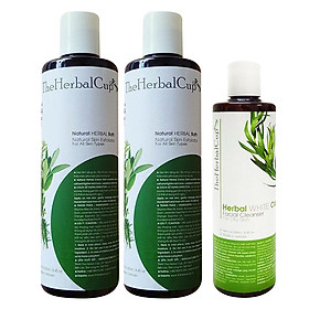 Combo 2 Kem Tắm Thảo Mộc The Herbal Cup Chai 250ml + Kem Rửa Mặt Đất Sét The Herbal Cup Chai 100ml