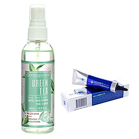 Combo Milaganics: Nước Hoa Hồng Trà Xanh Milaganics Chai 100ml + Gel Ngừa Mụn Acnoc (10g)