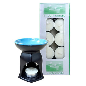Combo Đèn Xông Tinh Dầu Nến Hình Lục Giác Milaganics + Nến Tealight (Hộp 10 Viên)