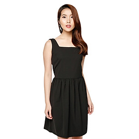Đầm xòe La Belle màu đen phối cổ chữ U D206