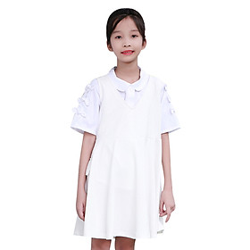 Set Áo Sơ Mi Và Đầm Xòe Thắt Nơ Bé Gái Cirino DB_A_NƠ_TR – Trắng