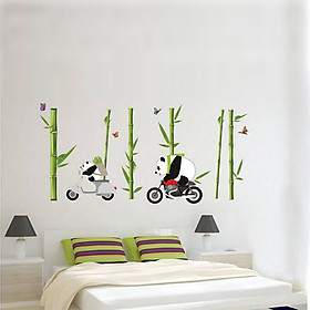 Mua Decal Dán Tường Gấu Trúc Chạy Xe Binbin EB144 (100 x 150 cm)