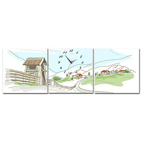 Tranh Đồng Hồ Vicdecor DHT0228 - Cảnh Sắc Quê Hương