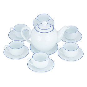 Bộ Bình Trà Viền Gốm Sứ Bát Tràng T750 - Trắng (250ml)