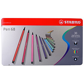 Bút Lông Màu Stabilo Pen-68 30 Màu - PN6830M (Hộp Sắt)