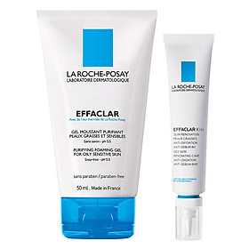 Combo Sản Phẩm La Roche-Posay: Kem Trị Mụn Cám Đầu Đen Thu Nhỏ Chân Lông Effaclar K+ Và Gel Rửa Mặt Dành Cho Da Dầu Nhạy Cảm (50ml) - M2980800