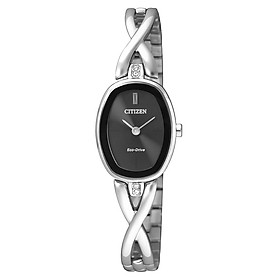 Đồng Hồ Citizen Nữ Đính Đá Swarovski Dây Kim Loại Máy Eco-Drive EX1410-88E - Mặt Đen (23x18mm)