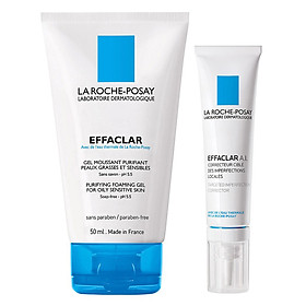 Combo Sản Phẩm La Roche-Posay: Kem Giảm Mụn Chuyên Biệt A.I (15ml) - M9052600 + Gel Rửa Mặt Dành Cho Da Dầu Nhạy Cảm (50ml) - M2980800