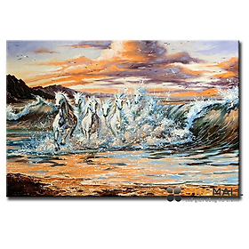 Tranh Treo Tường Canvas Suemall CV140872 - Bạch Mã Và Sóng Biển